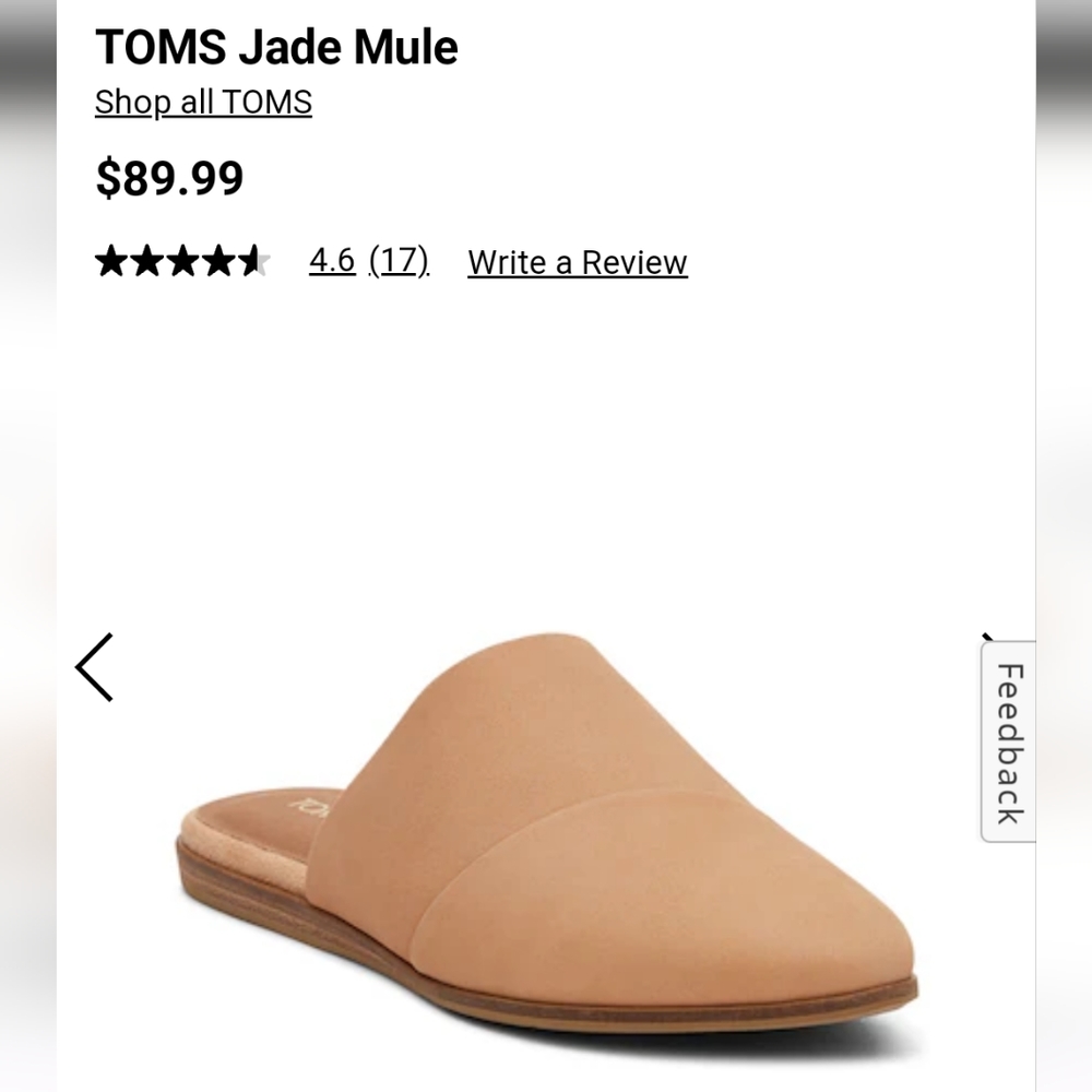 NWOT Toms Jade Mule